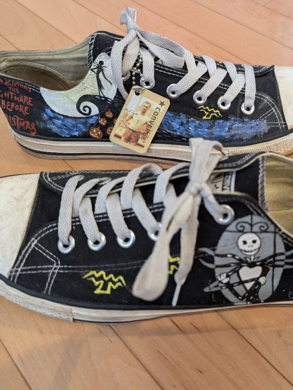 Jack Skellington Themed Converse Sneakers - Size 10.5